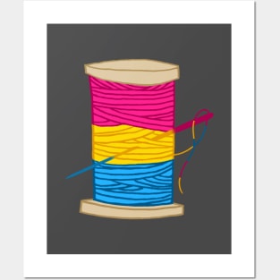 Thread Spool of Pansexual Pride Flag Japanese Ocean Wave Knitting Sewing Lady Posters and Art